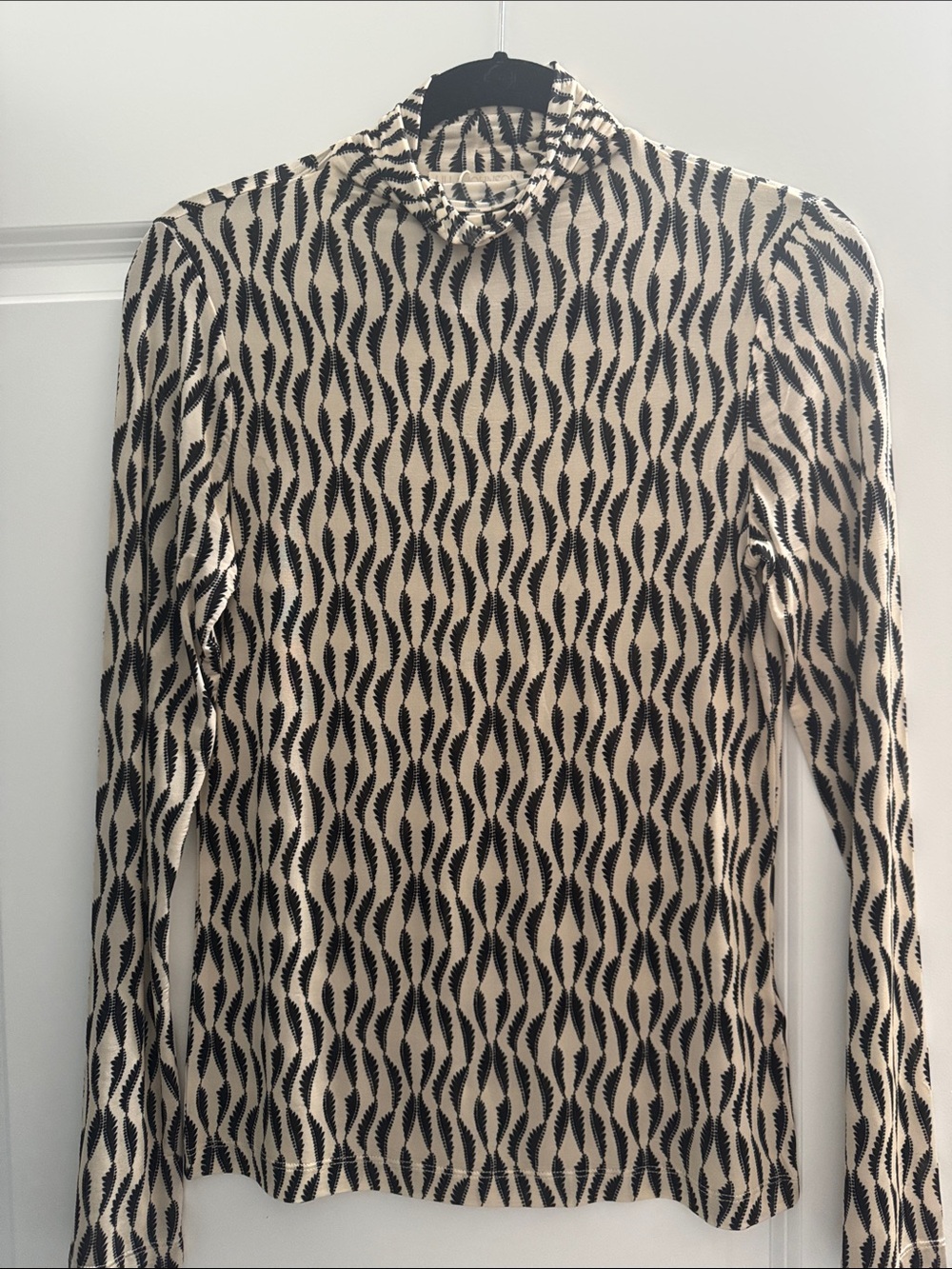 Ulla Johnson Black & Cream Geometric Turtleneck Sweater